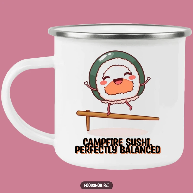 Funny Sushi Dancer Enamel Mug: Adventure with Japanese Style