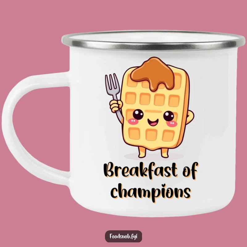 Funny Waffle Fork Enamel Mug - Adventure-Ready Sweet Treat Companion