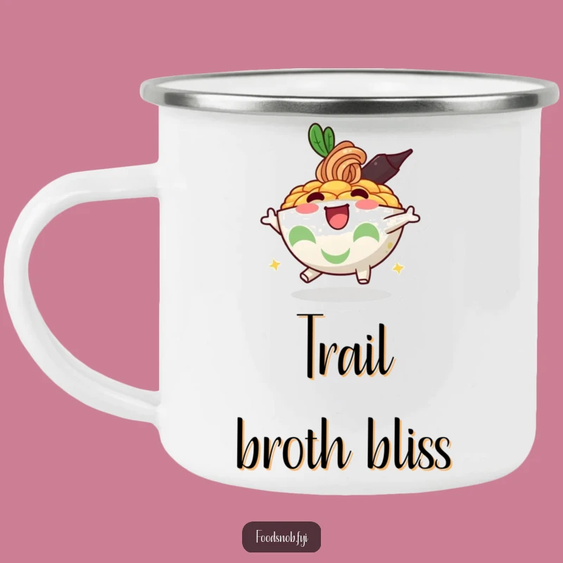 Funny Ramen Bowl Enamel Mug - Adventure-Ready & Cheerful Camp Companion