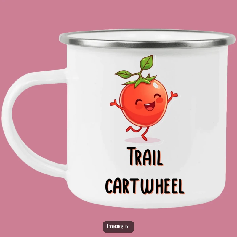 Funny Tomato Cartwheel Camping Mug: Your Adventure Buddy