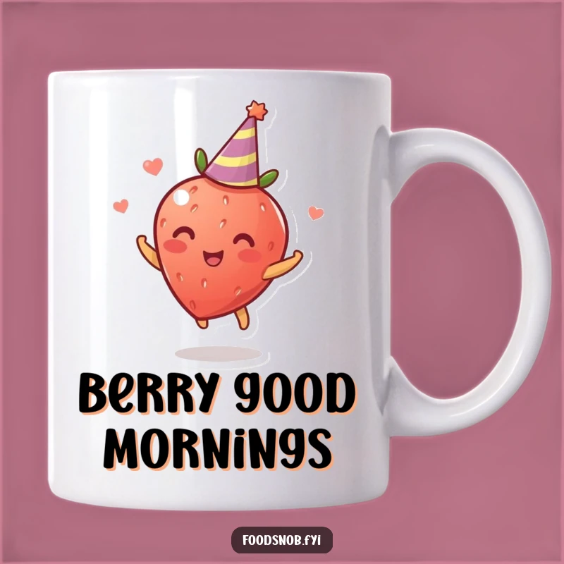 Funny Strawberry Mug: Joyful Spinning Fruit with Party Hat, Perfect Fun Gift