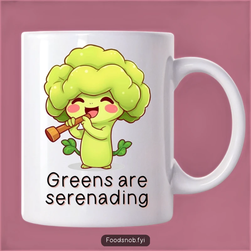 Funny Broccoli Flute Mug - Whimsical Veggie Gift for Music Lovers