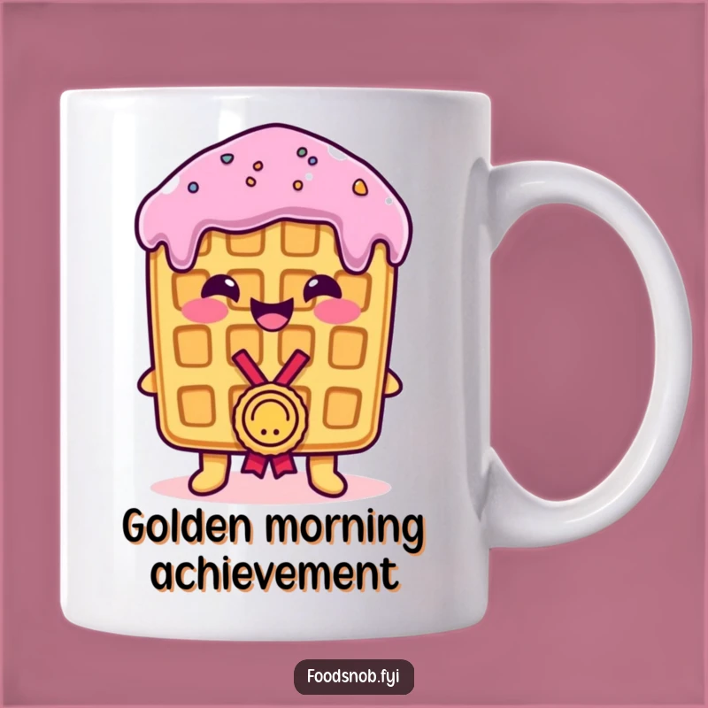 Funny Waffle Medal Mug: Celebrate Achievements with a Proud Waffle's Humorous Delight