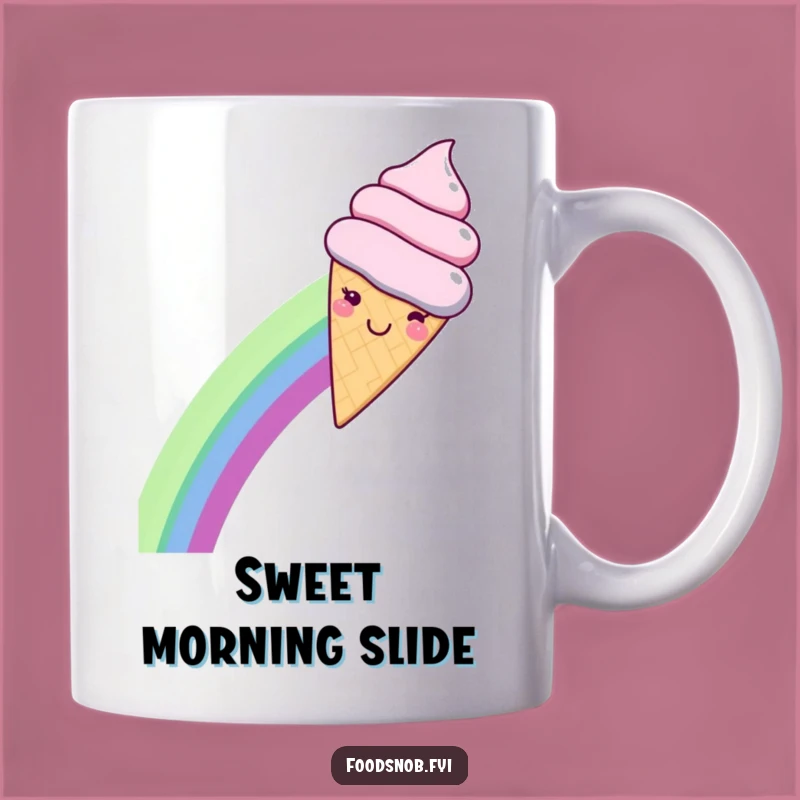 Funny Kawaii Ice Cream Rainbow Slide Mug - Joyful & Sweet Gift Idea!