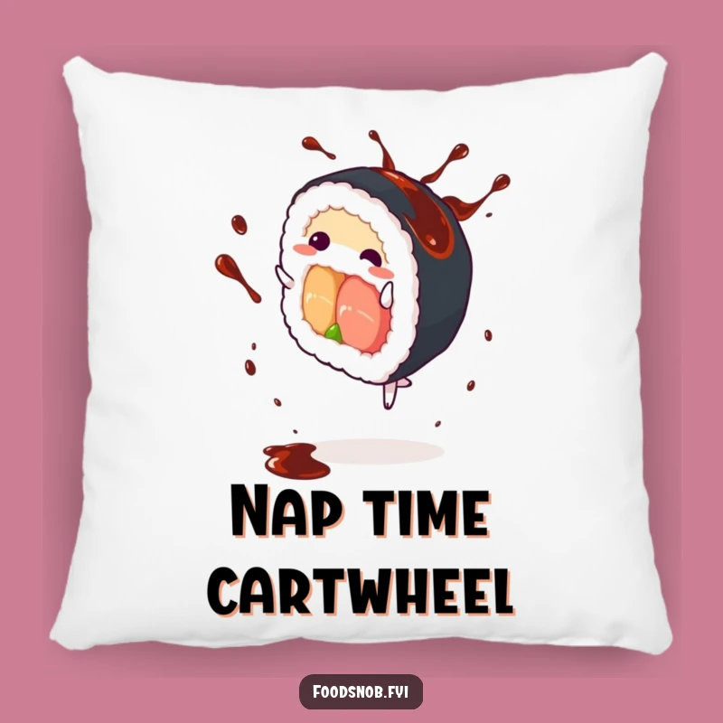 Funny Sushi Roll Cartwheel Pillow: Comfy & Hilarious Home Decor Accent