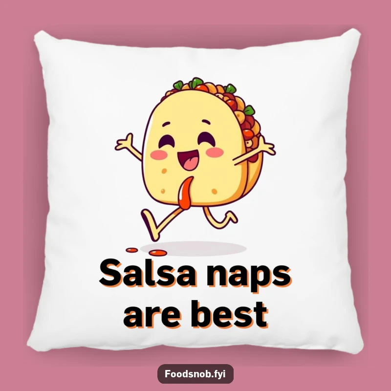Funny Taco Skipping Salsa Pillow - Comfy Cartoon Cushion of Joy