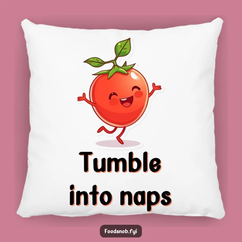 Funny Tomato Cartwheel Pillow: Snuggle Up with this Energetic Veggie