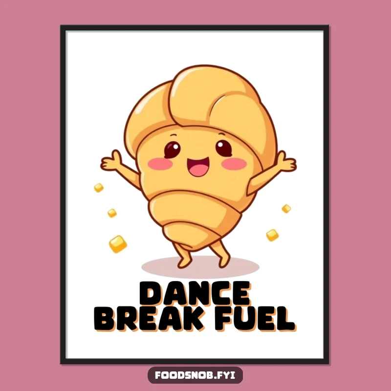 Funny Croissant Dance Digital Art, Instant Cheerful Wall Decor