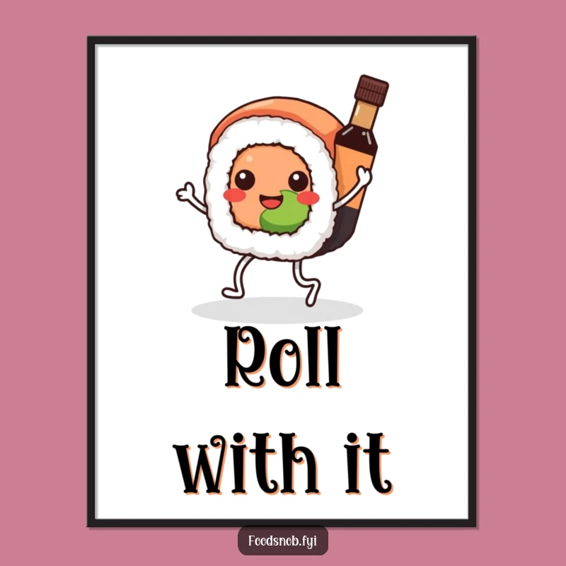Funny Kawaii Sushi Digital Art - Instant Fun for Your Walls!