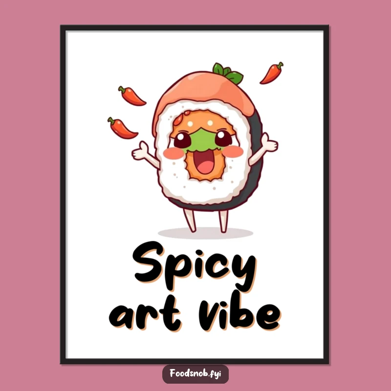 Funny Sushi Juggling Peppers Digital Art - Instant Cartoon Humor Download