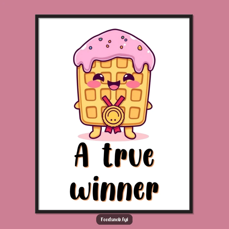 Funny Waffle Medal Digital Art: Instantly Decorate with a Proud Waffle's Humorous Triumph