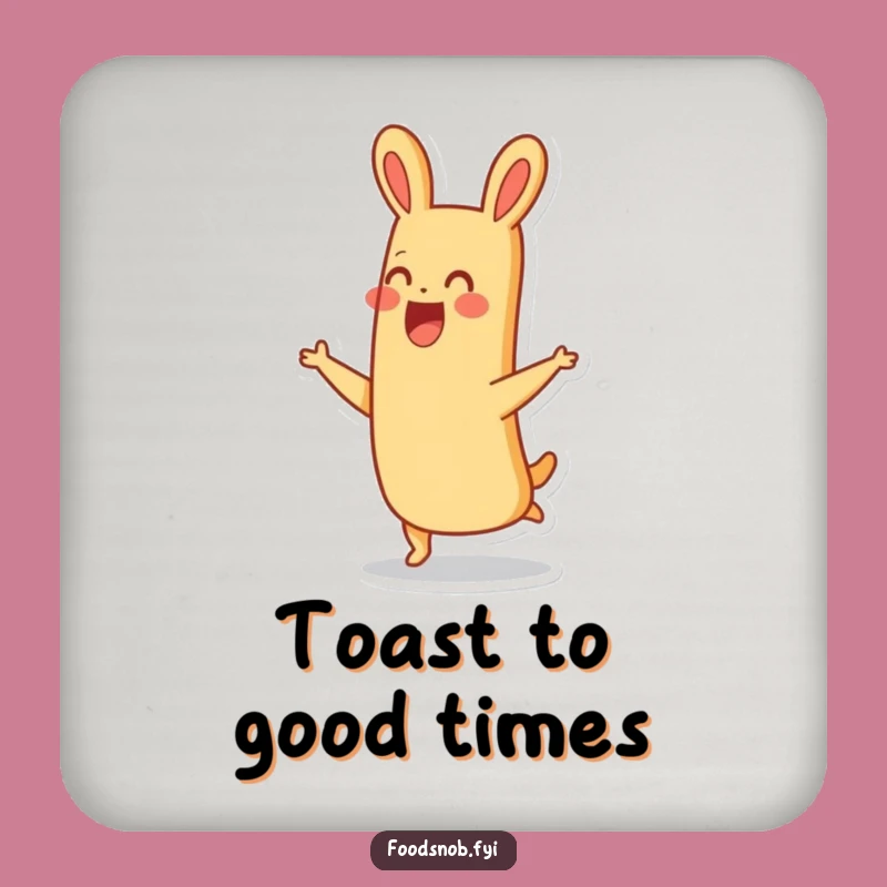 Funny Hopping Baguette Coaster: Protect Surfaces with Cheerful Flair