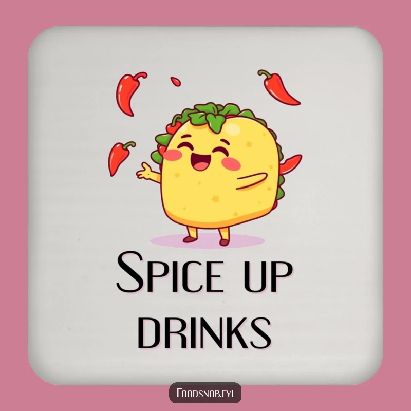 Funny Taco Juggling Peppers Coasters: Protect Surfaces with This Hilarious Drink Accessory!