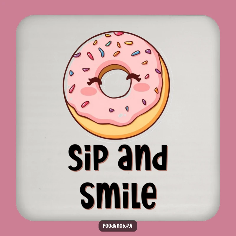 Funny Winking Donut Sprinkles Coaster: Protect Surfaces Sweetly