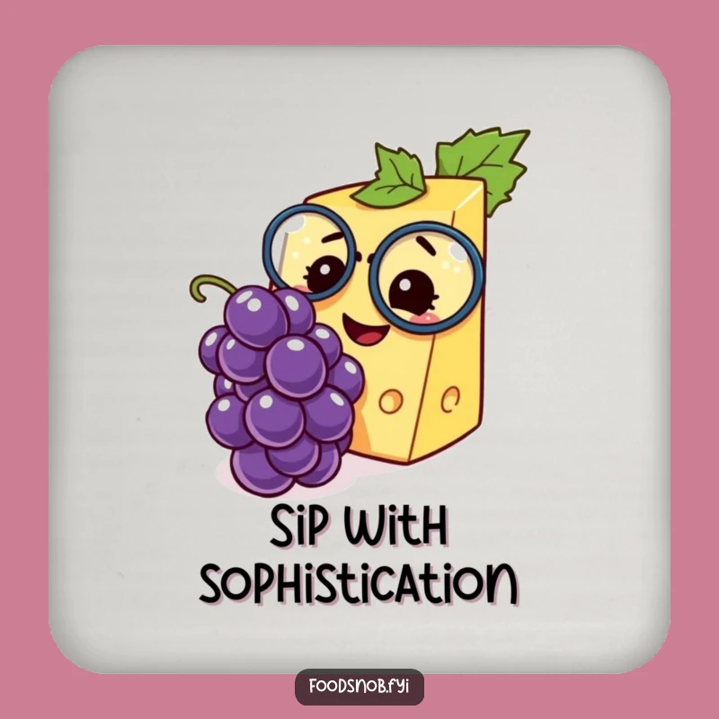 Funny Cheese Monocle Grape Coaster Set - Protect Furniture with Chic Humor