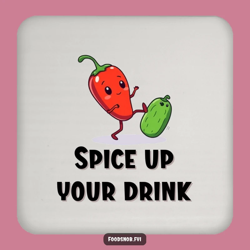Funny Coaster: Kicking Chili Pepper Protecting Surfaces