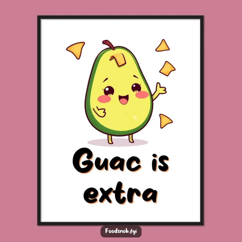 Funny Avocado Juggling Poster: Happy Chip Toss Art - Wall Decor Gift