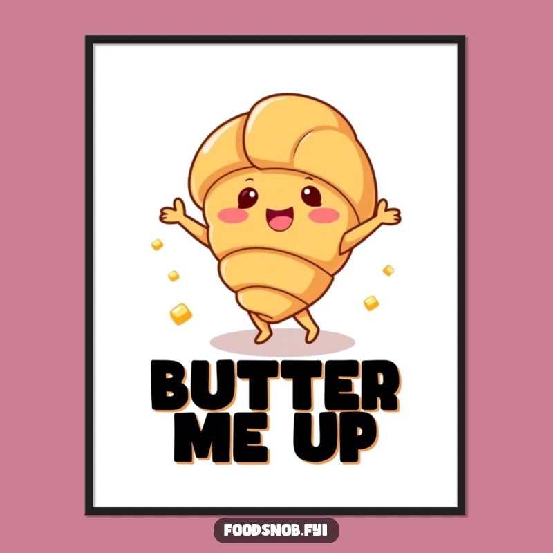 Funny Croissant Dance Poster, Whimsical Pastry Art for Your Walls