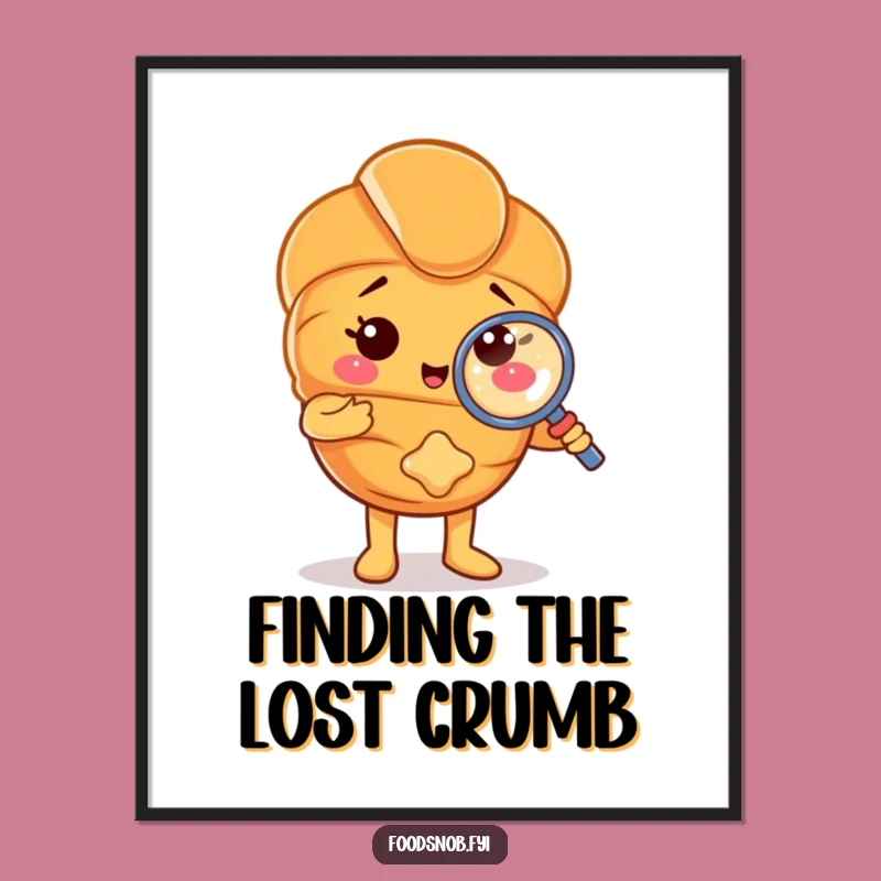 Funny Croissant Detective Poster - Whimsical Art for Curious Spaces