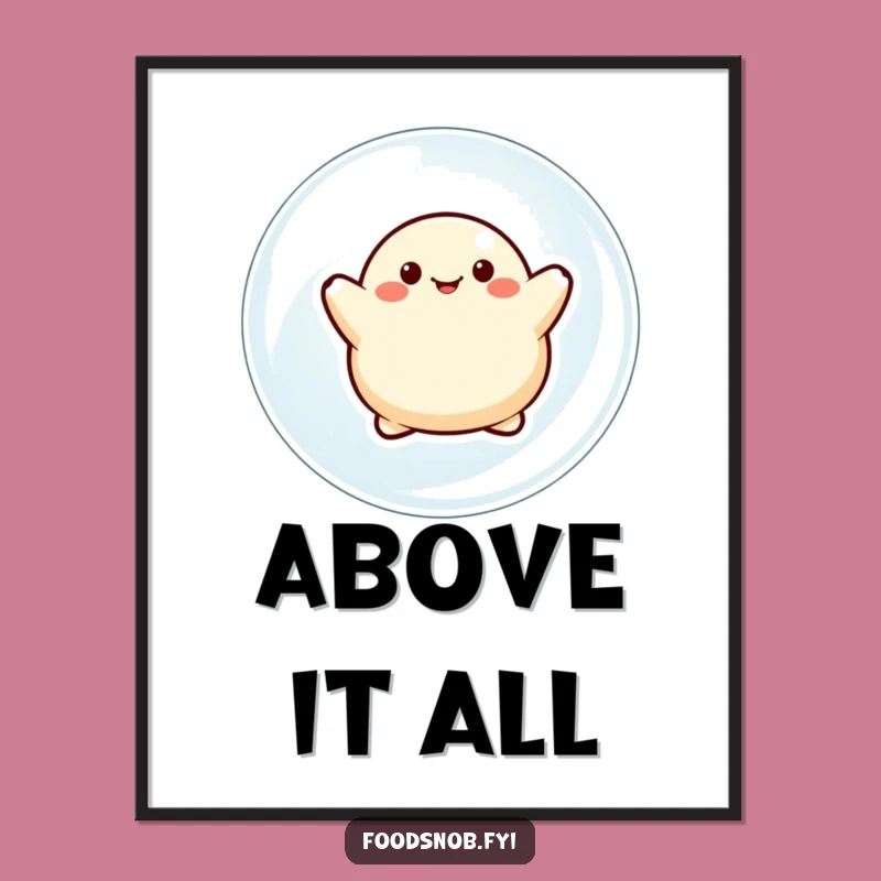 Funny Dumpling Bubble Float Poster - Whimsical Floating Dumpling Art Print