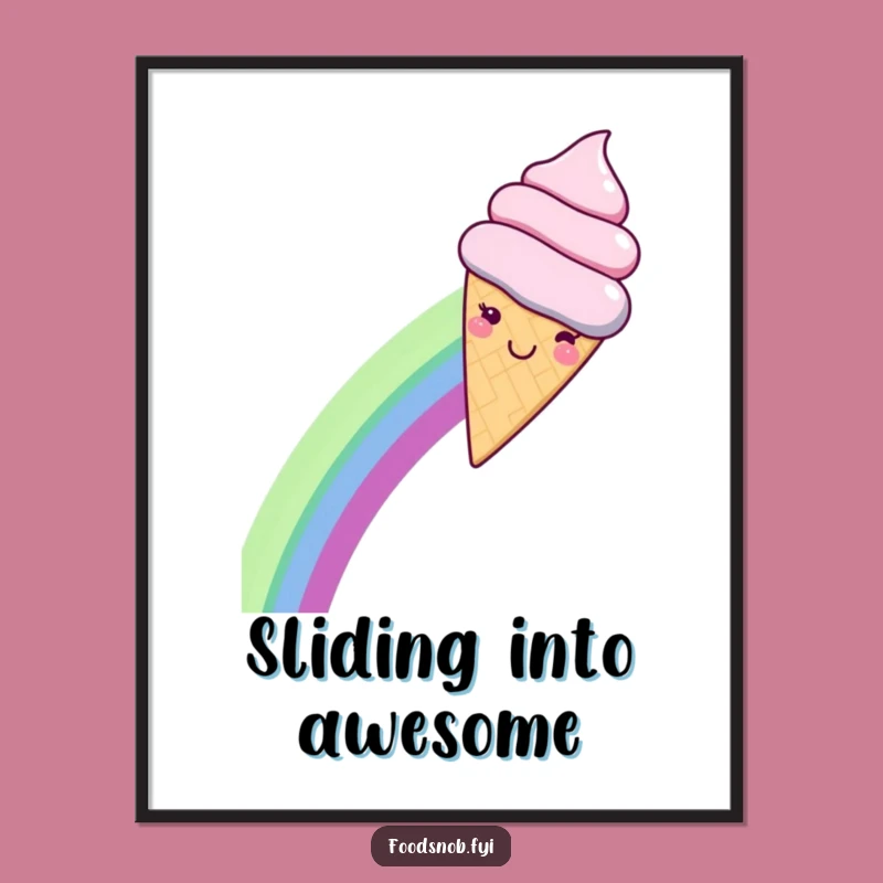 Funny Kawaii Ice Cream Rainbow Slide Poster - Spread Joyful Wall Art!