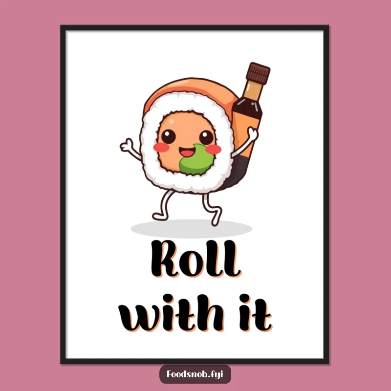 Funny Kawaii Sushi Poster - Dance Up Your Walls with Delicious Art!