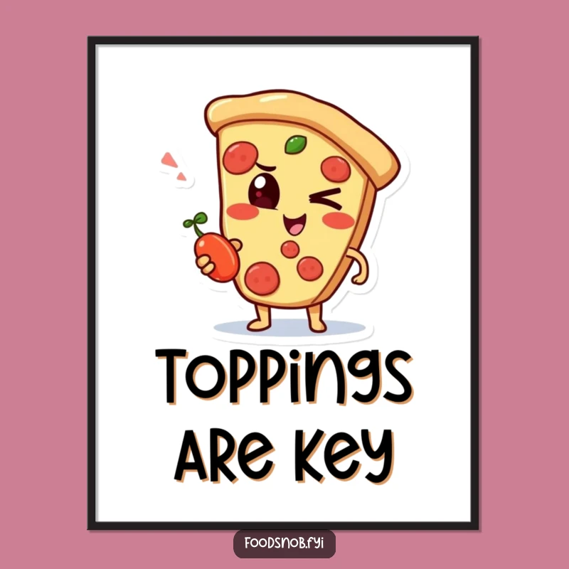 Funny Pizza Wink Poster, Mischievous Slice Art for Foodie Walls