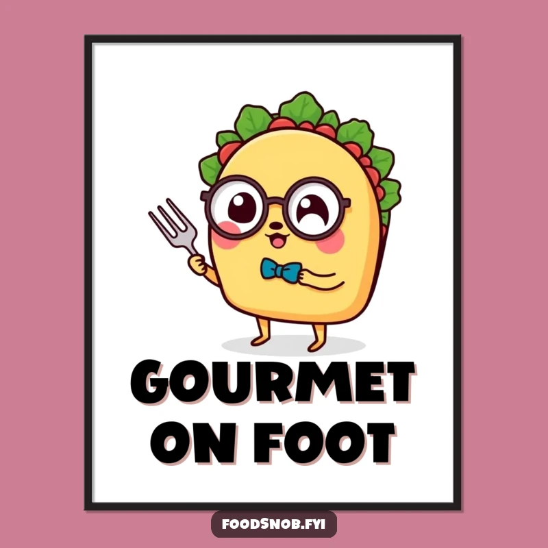 Funny Taco Monocle Poster: Amuse Your Walls with a Sophisticated Taco's Artistic Charm