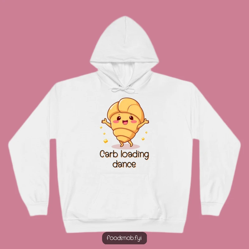 Funny Croissant Dancer Hoodie, Cozy Pastry Character Sweatshirt