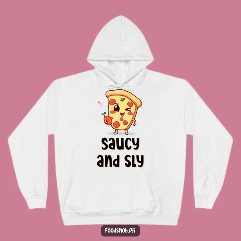 Funny Pizza Wink Hoodie, Cozy Mischievous Slice Sweatshirt