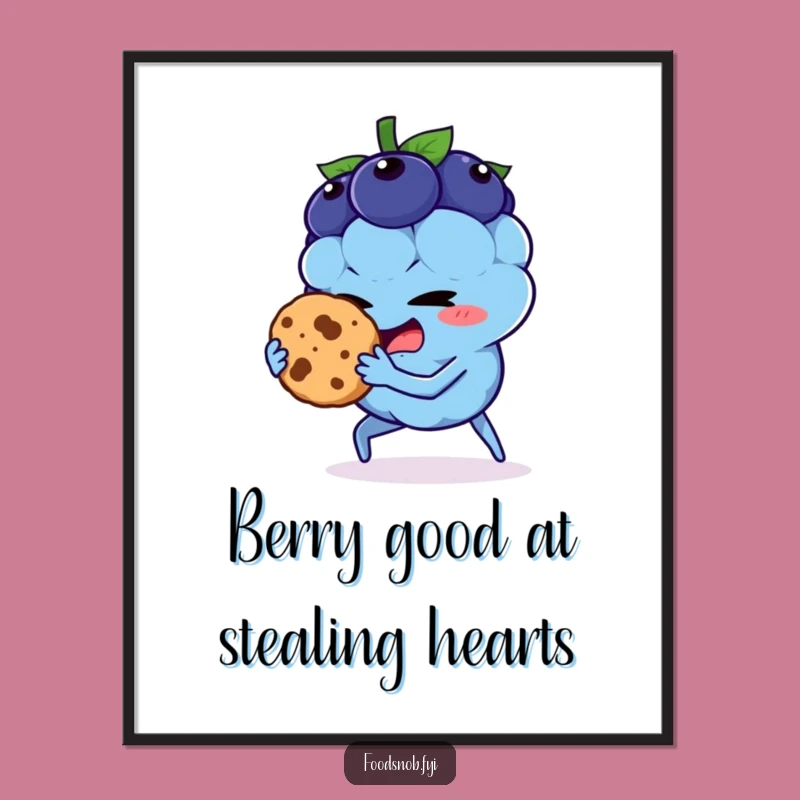 Funny Free Printable Wall Art: Blueberry Cookie Thief - Quirky Downloadable Decor