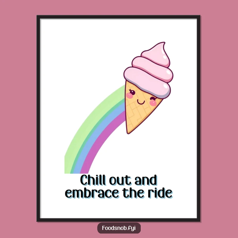 Free Printable Wall Art: Ice Cream Rainbow Slide Funny Downloadable Art