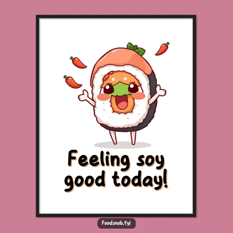 Free Printable Funny Sushi Chili Peppers Wall Art: Juggling Humor!