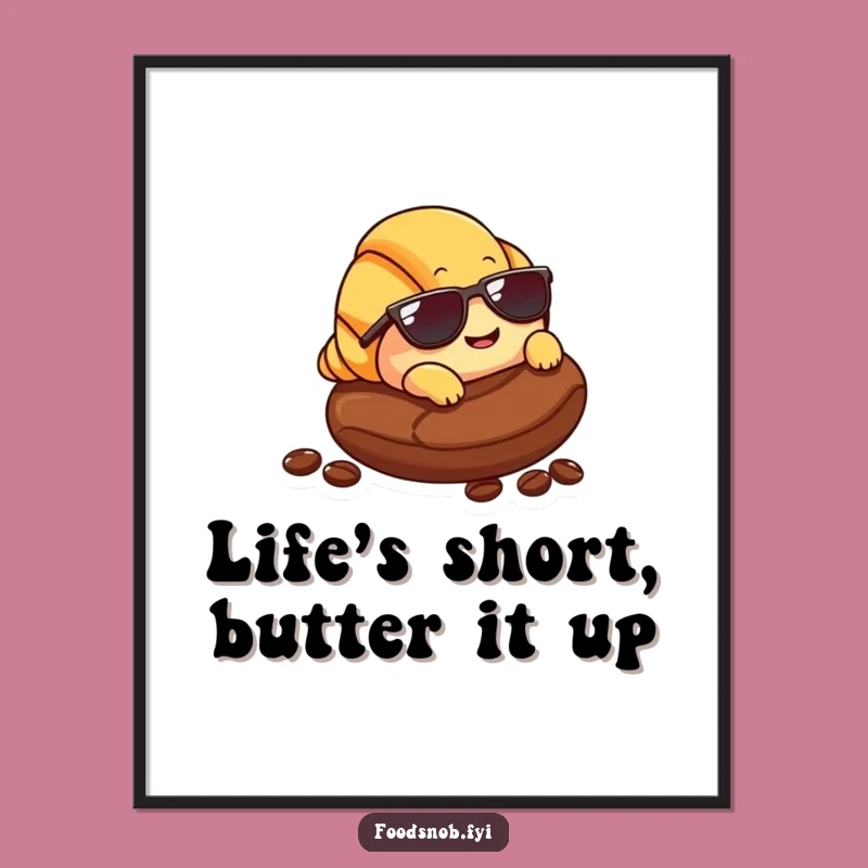 Free Printable Croissant Lounging Wall Art Funny Downloadable Decor