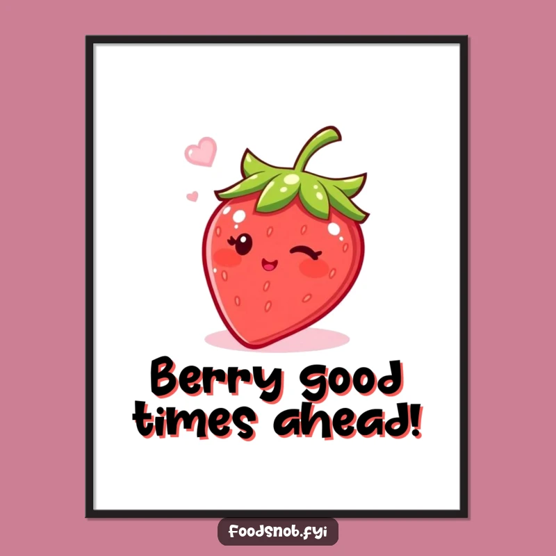 Free Printable Wall Art: Bubbly Strawberry Wink - Funny Downloadable Decor!