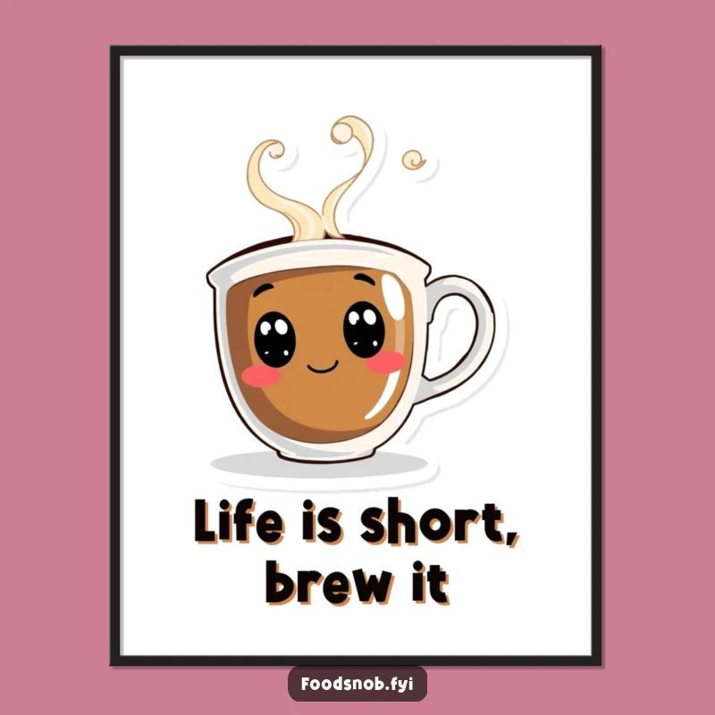 Funny Free Printable Coffee Cup Wall Art - Whimsical Swirling Steam - Downloadable Decor