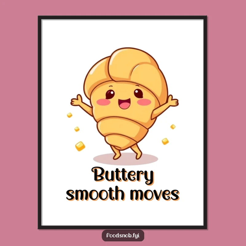Funny Free Printable Wall Art: Croissant Dance Delight, Quirky Decor Download