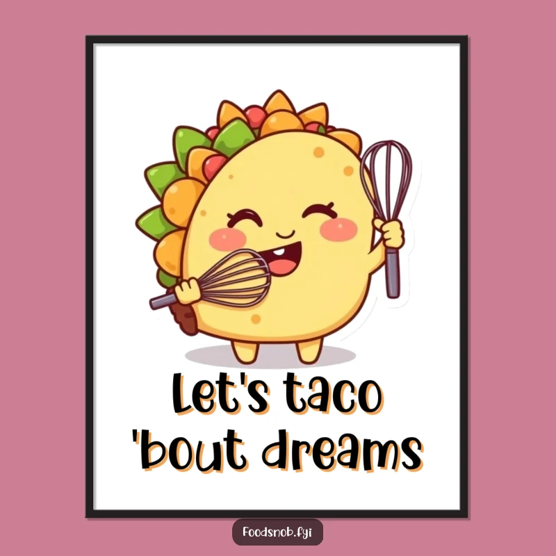 Funny Free Printable Wall Art: Winking Taco Chef, Quirky Downloadable Decor
