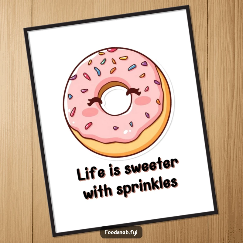 Funny Free Printable Wall Art: A sprinkles-covered donut winks playfully, embodying sweetness and a touch of mischief.