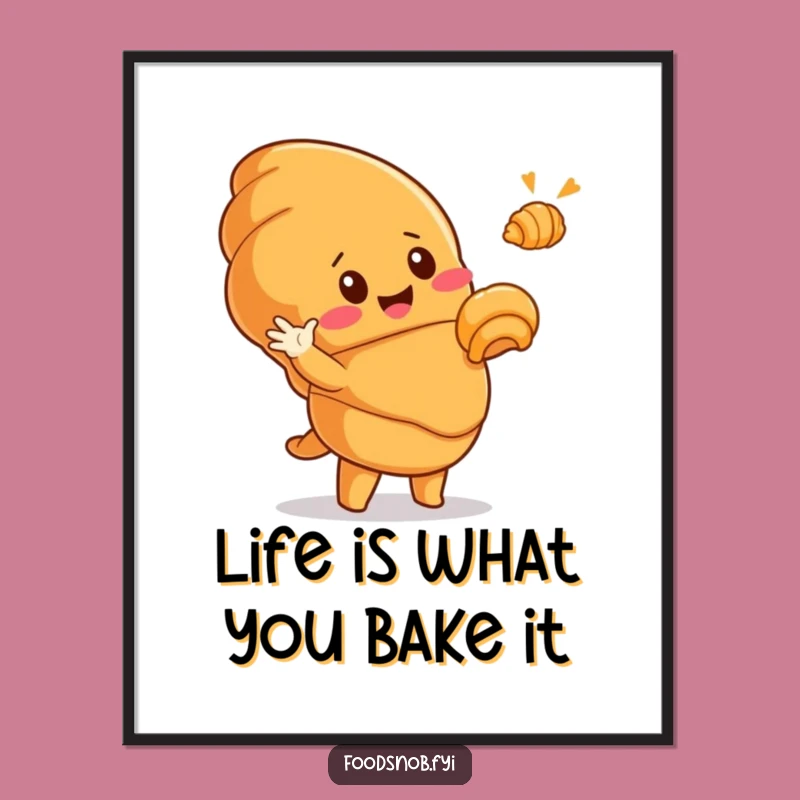 Funny Free Printable Wall Art: Croissant Character's Tiny Treat Obsession, Downloadable Decor