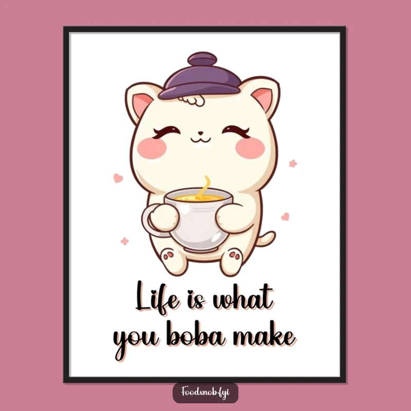 Free Printable Wall Art: Winking Boba Tea Fun Decor Download