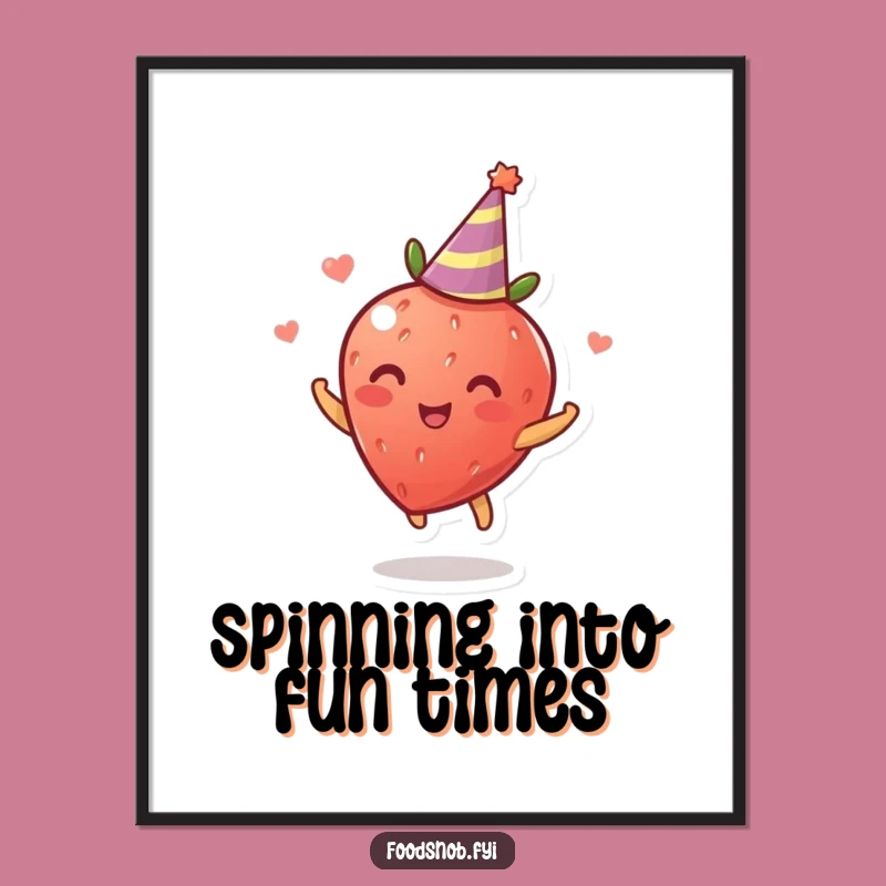 Free Printable Strawberry Wall Art - Spinning Fruit Decor, Funny Downloadable Art for Kitchen