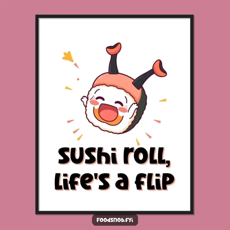 Free Printable Wall Art: Sushi Somersault, Funny Downloadable Decor for a Playful Space