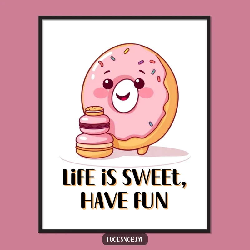 Whimsical Free Printable Wall Art: Donut & Macarons, Sweet Downloadable Decor