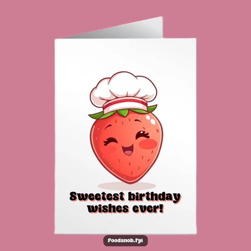 Free Printable Birthday Card: Chef Strawberry's Wink - Happy Birthday Yum!