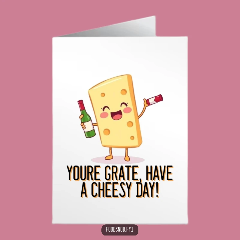 Free Printable Birthday Card: Funny Cheese & Wine Design, Downloadable Gift