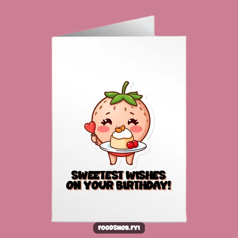 Free Printable Birthday Card: Strawberry Chef Dessert Birthday Gift Download
