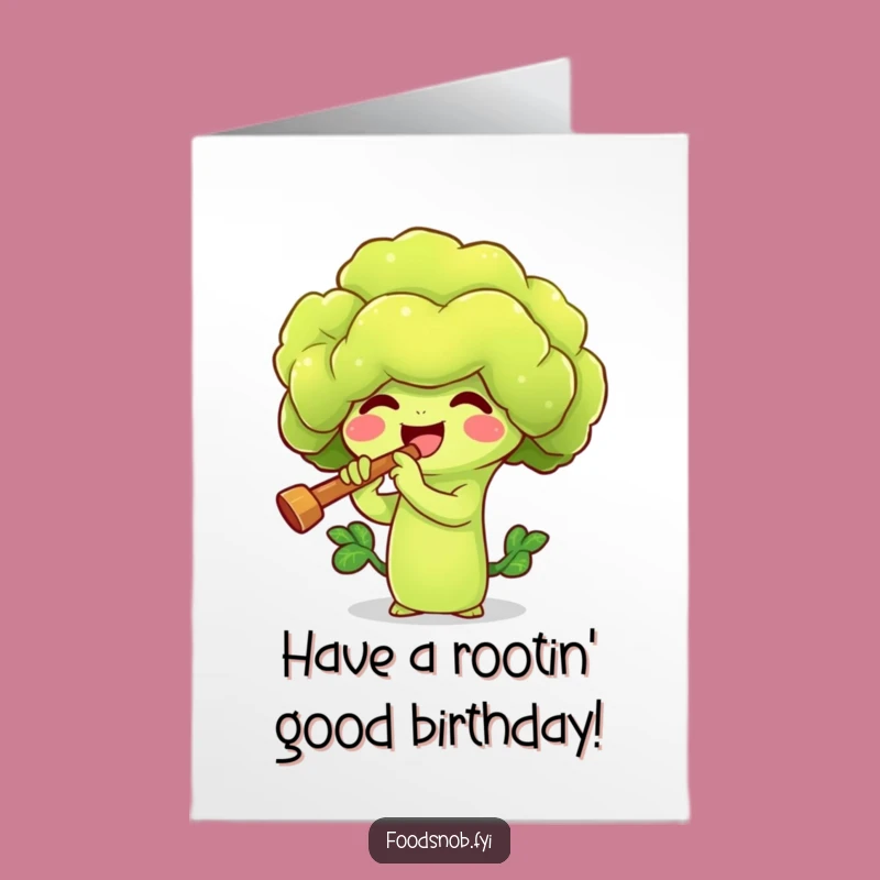 Free Printable Broccoli Birthday Card: Funny Veggie Musician, Downloadable Humorous Gift