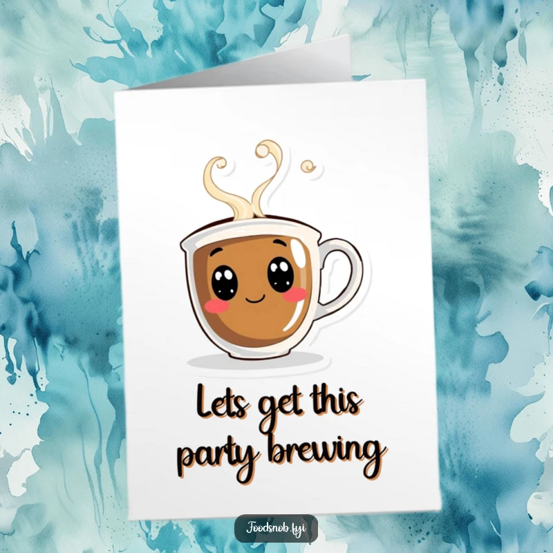 Funny Free Printable Coffee Cup Birthday Card: A curious coffee cup with swirling steam wishes a happy birthday. Great gift.