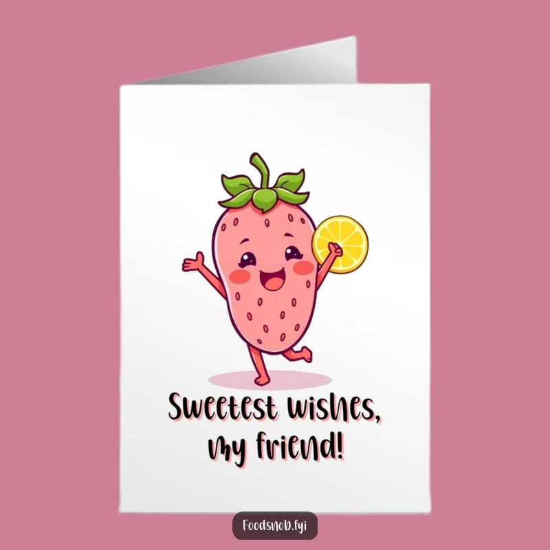Free Printable Funny Birthday Card: Strawberry & Lemon Dance Party Humor